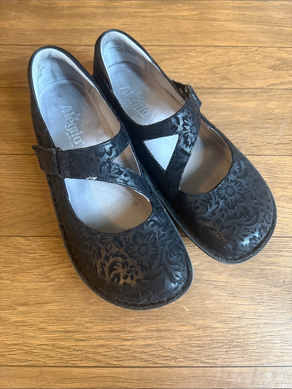 Alegria Black Floral Mary Jane Shoes